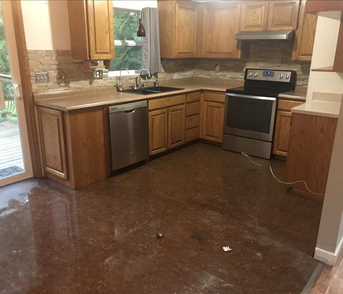 Wet kitchen floor